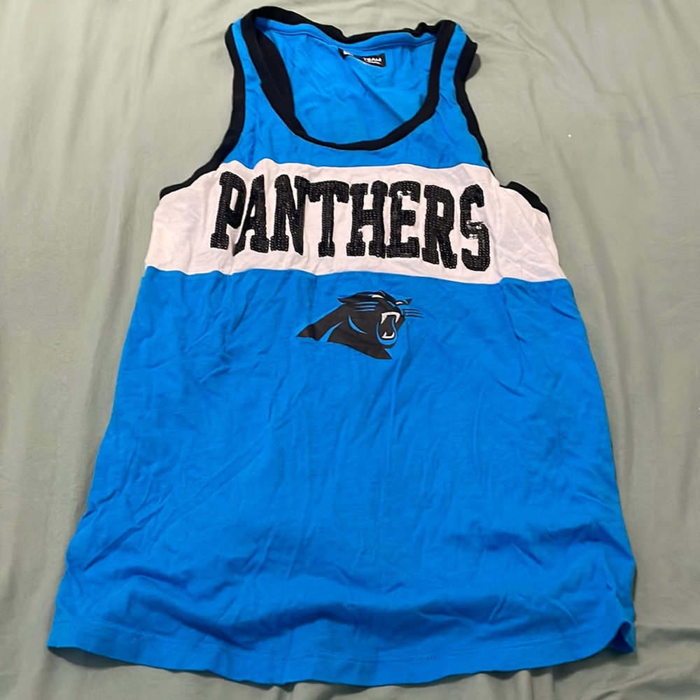 NFL apparel blue Carolina Panthers tank top size medium